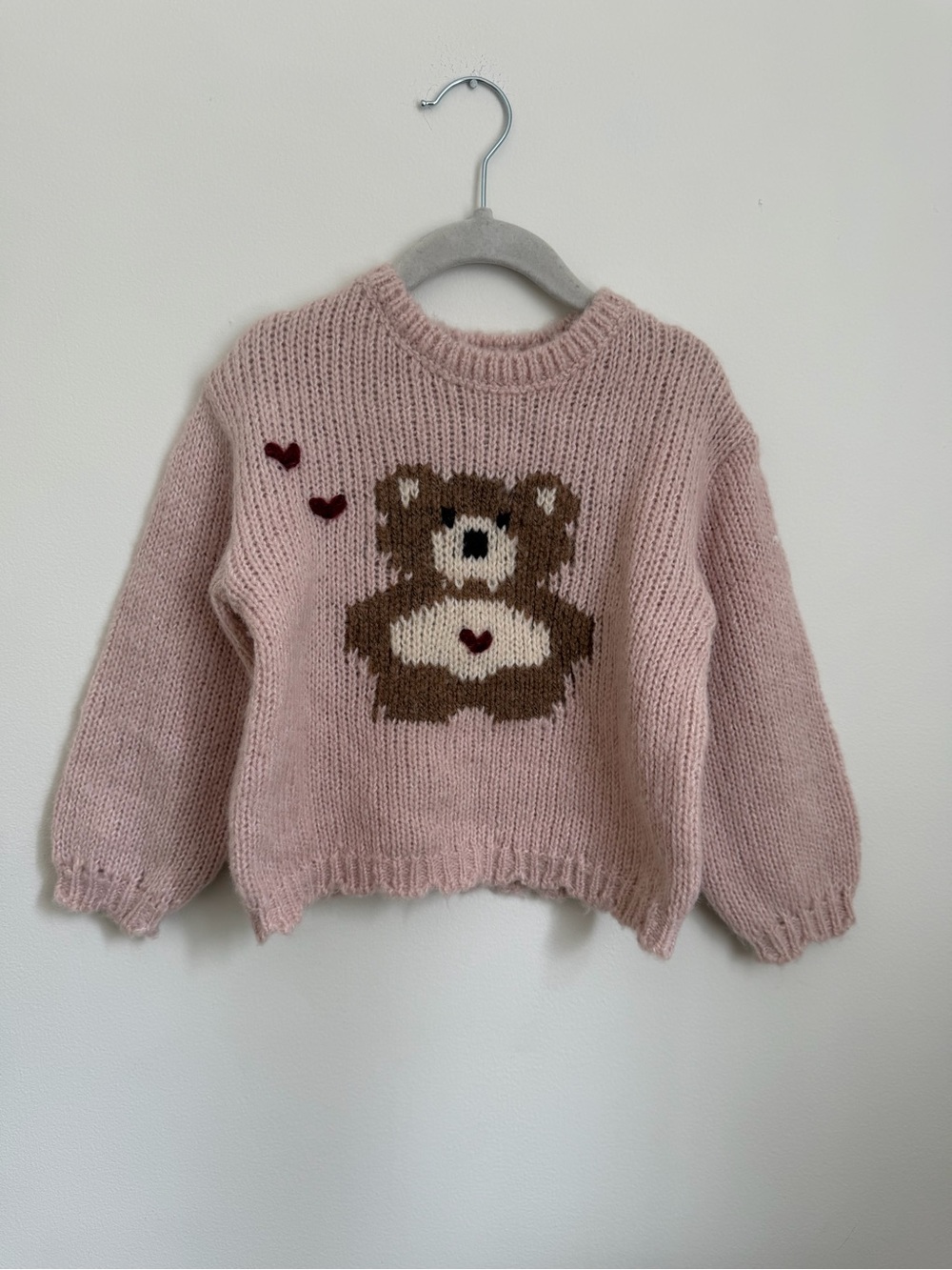 Zara Pink Teddy Knit Sweater (Size 4)